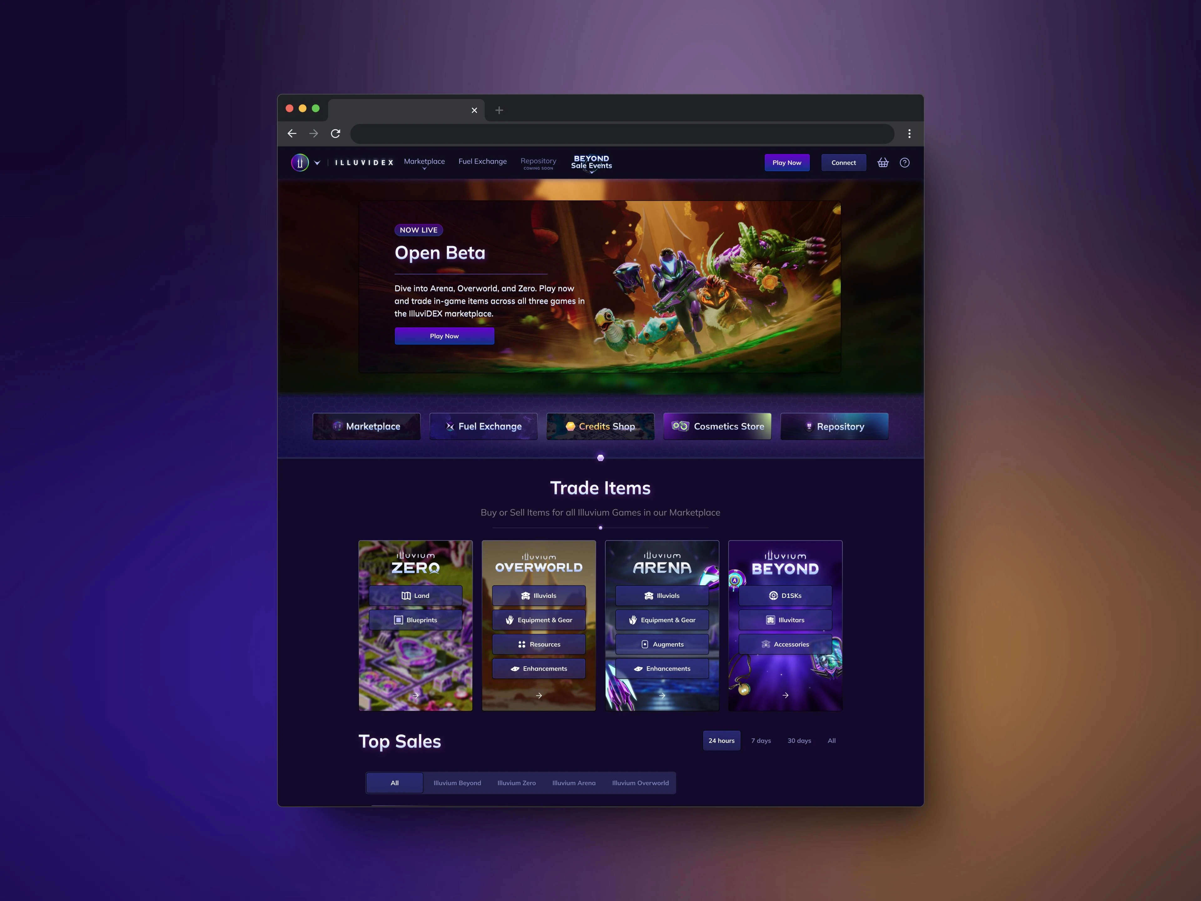 IlluviDEX marketplace interface